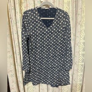Seasalt Cornwall Sea Cruise Tunic US 10 Organic Cotton Navy Floral Long Sleeve
